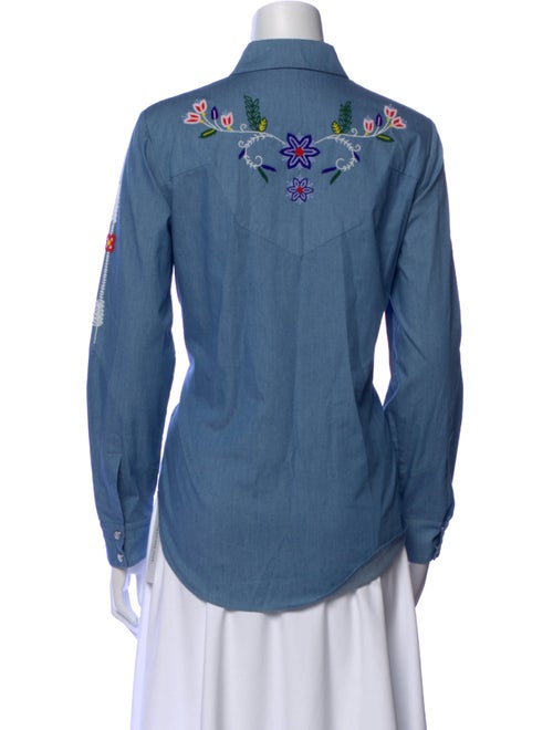 Lela Rose Floral Print Long Sleeve Button-Up Top