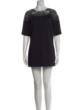 Lela Rose Bateau Neckline Mini Dress