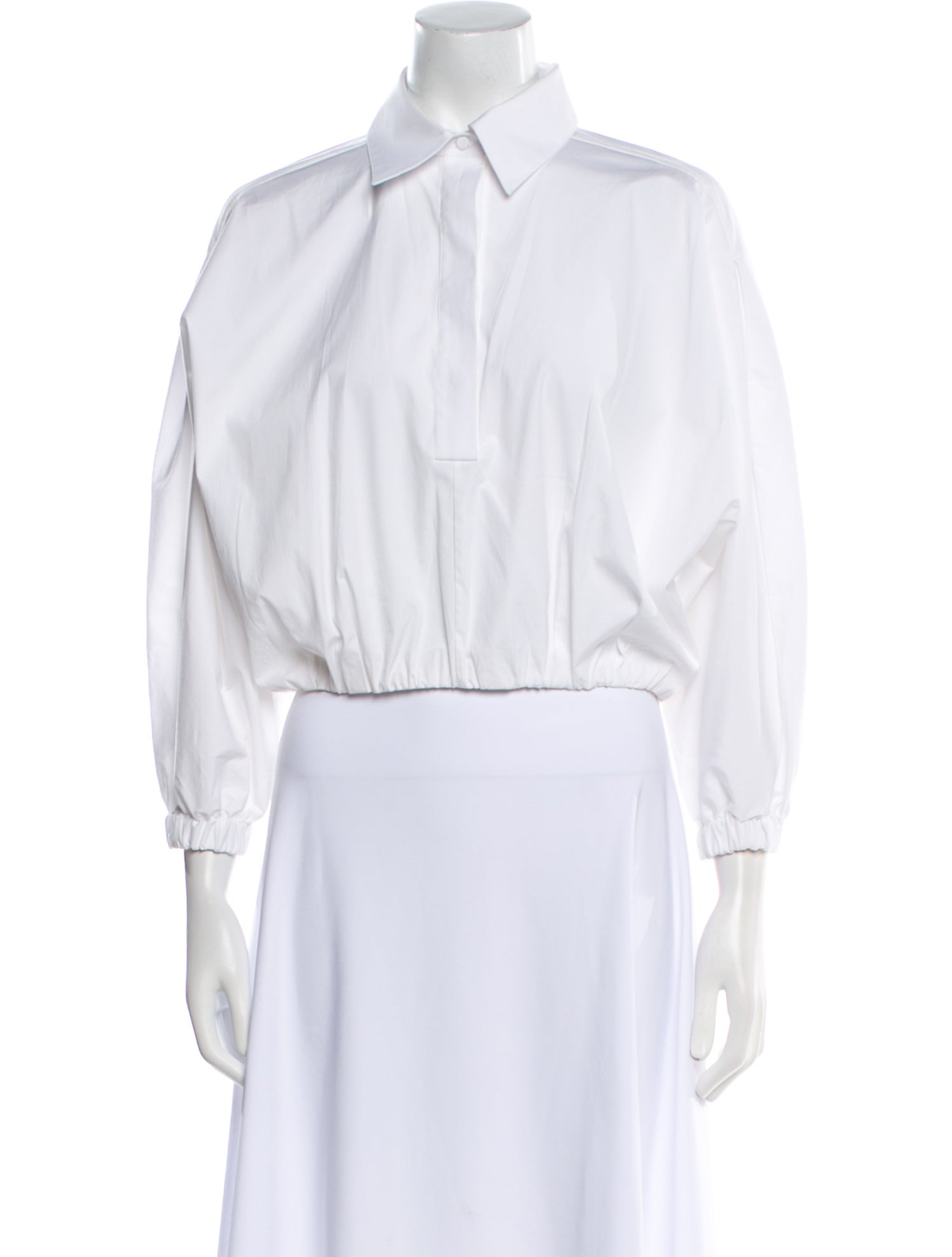 Lela Rose Three-Quarter Sleeve Crop Top