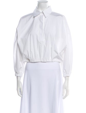 Lela Rose Three-Quarter Sleeve Crop Top