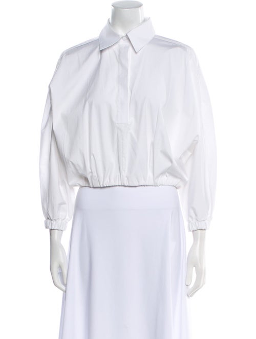 Lela Rose Three-Quarter Sleeve Crop Top