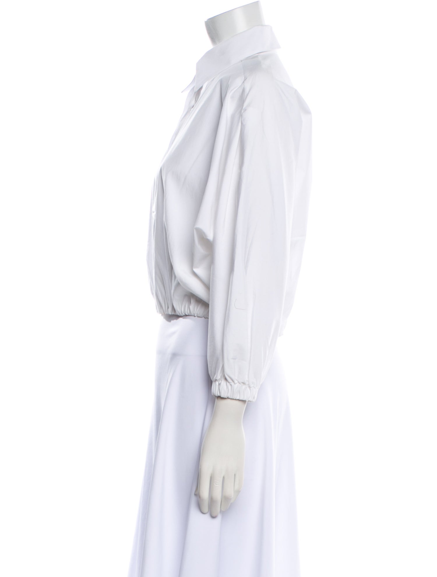 Lela Rose Three-Quarter Sleeve Crop Top