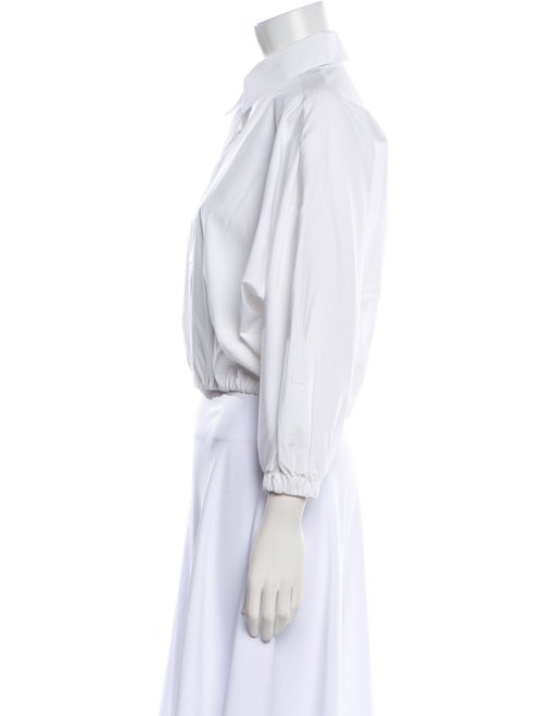 Lela Rose Three-Quarter Sleeve Crop Top