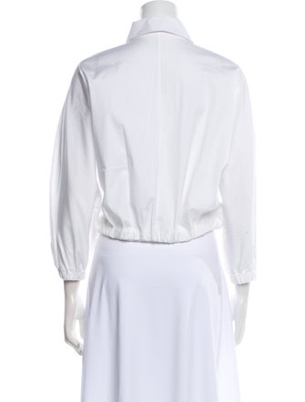 Lela Rose Three-Quarter Sleeve Crop Top