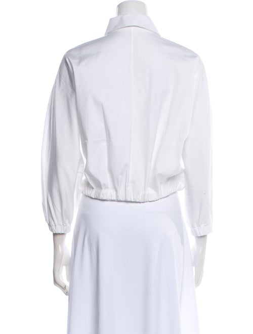 Lela Rose Three-Quarter Sleeve Crop Top