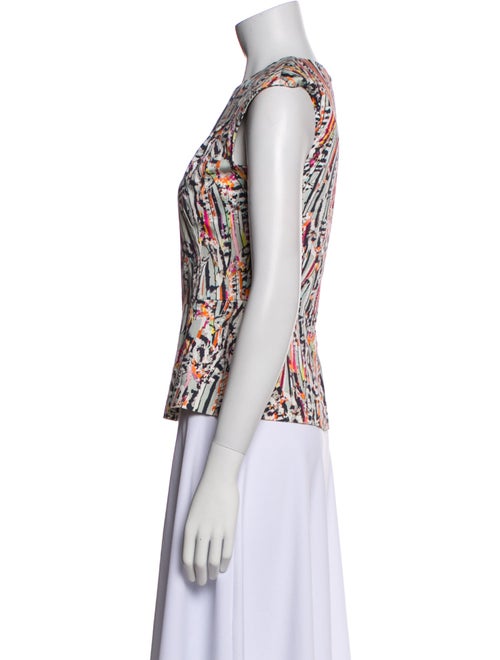 Lela Rose Printed Crew Neck Top