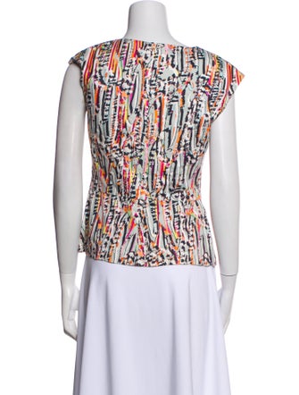 Lela Rose Printed Crew Neck Top