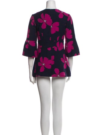 Lela Rose Floral Print Mini Dress