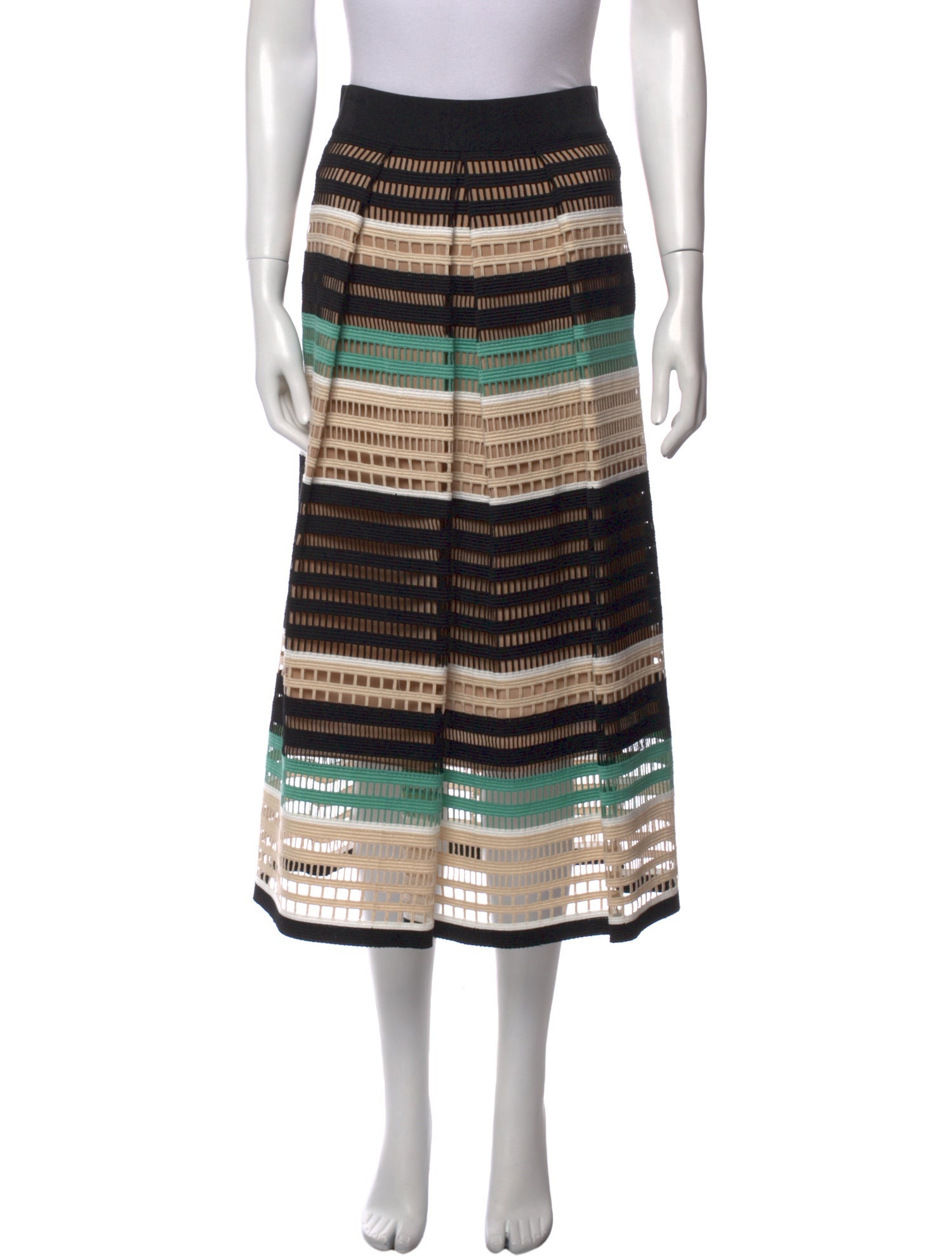 Lela Rose Striped Midi Length Skirt