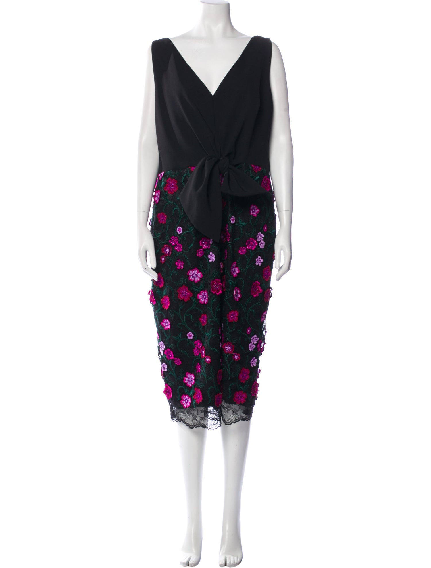 Lela Rose Floral Print Midi Length Dress