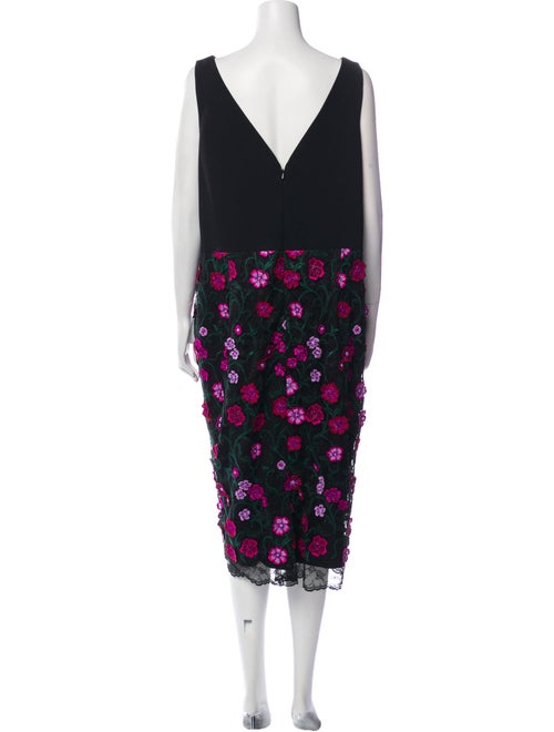 Lela Rose Floral Print Midi Length Dress