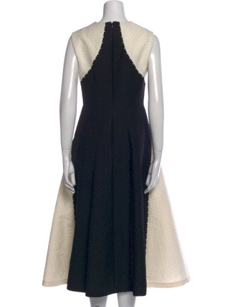 Lela Rose Colorblock Pattern Midi Length Dress