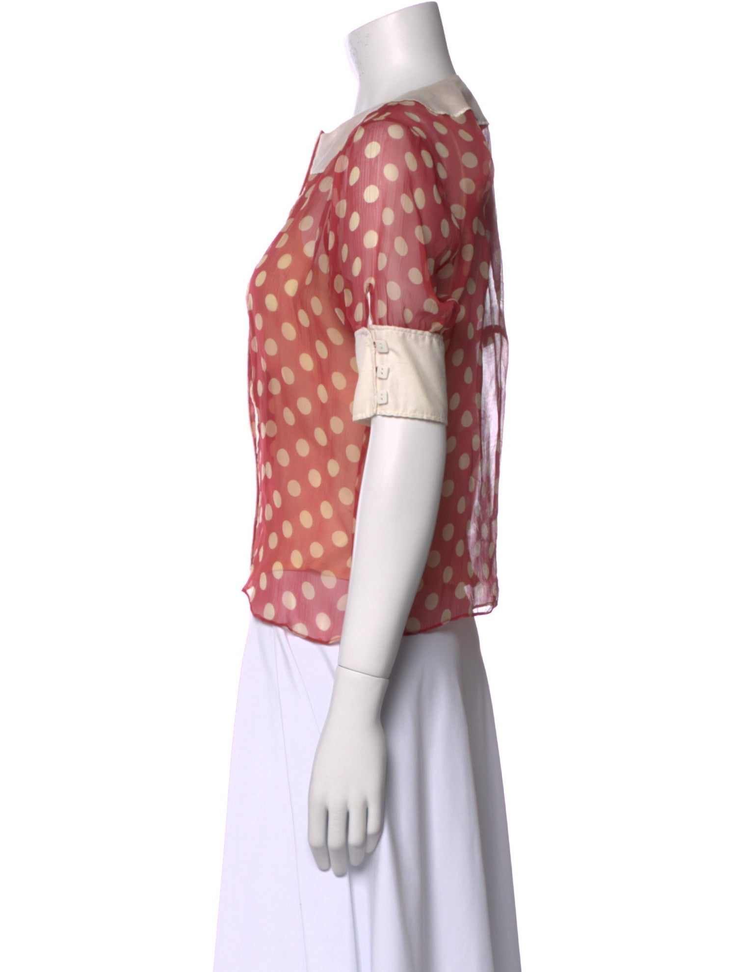 Lela Rose Silk Polka Dot Print Blouse