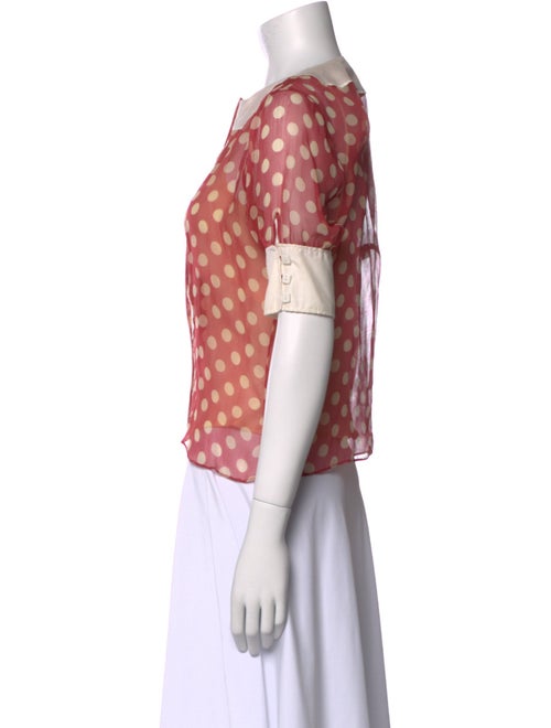 Lela Rose Silk Polka Dot Print Blouse