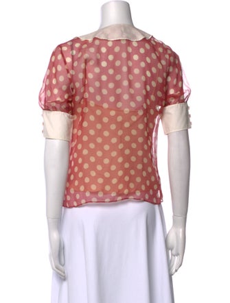Lela Rose Silk Polka Dot Print Blouse