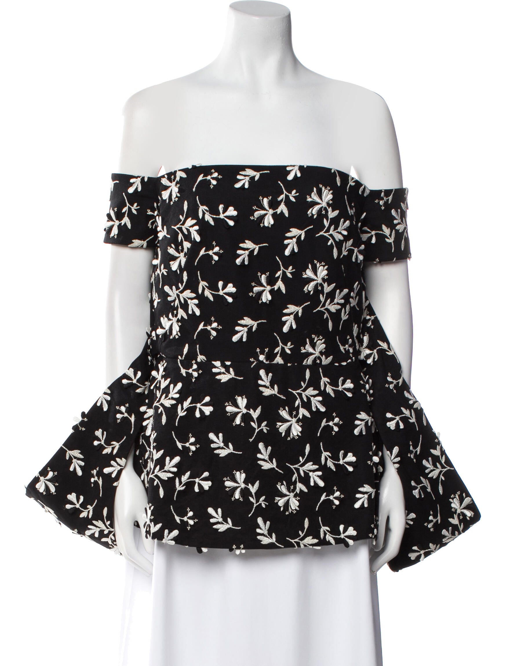 Lela Rose Printed Off-The-Shoulder Blouse