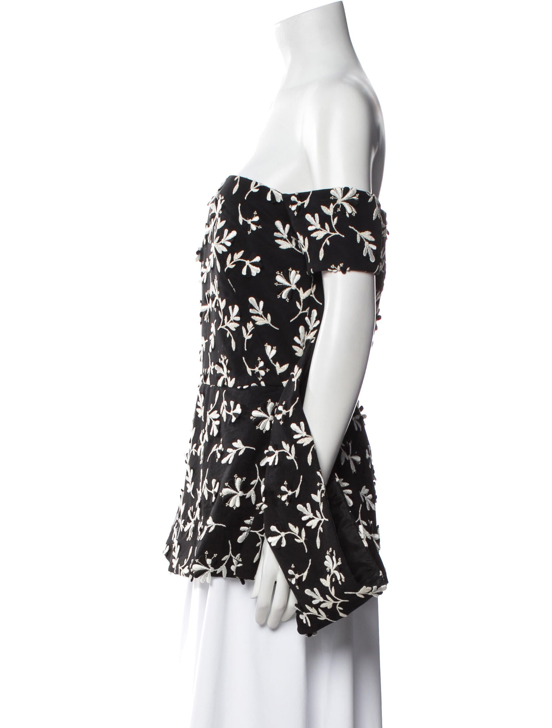 Lela Rose Printed Off-The-Shoulder Blouse