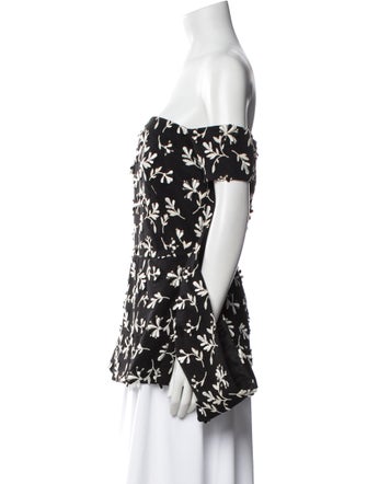 Lela Rose Printed Off-The-Shoulder Blouse