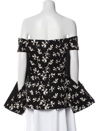 Lela Rose Printed Off-The-Shoulder Blouse
