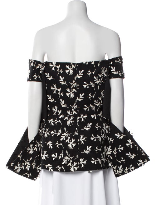 Lela Rose Printed Off-The-Shoulder Blouse