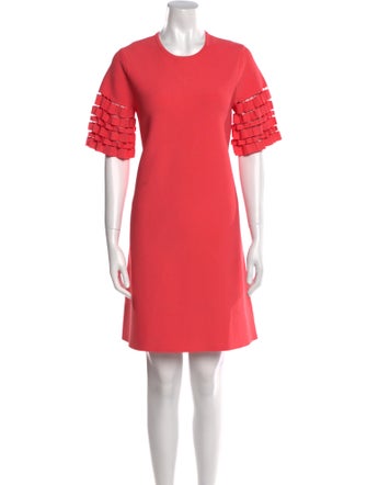 Lela Rose Crew Neck Mini Dress