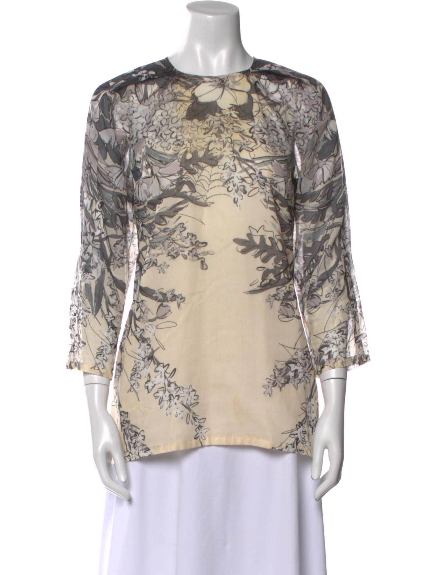 Lela Rose Printed Scoop Neck Blouse