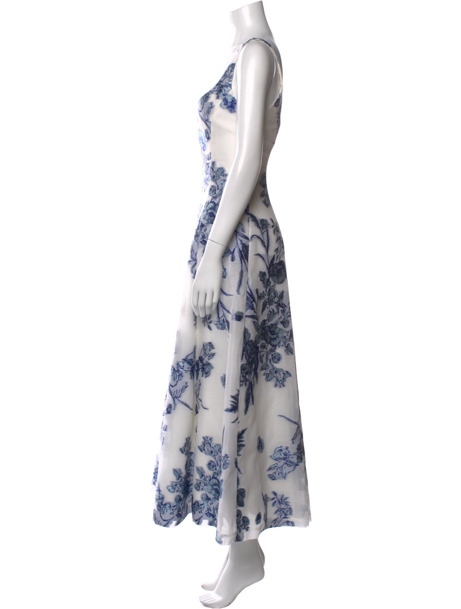 Lela Rose Floral Print Long Dress