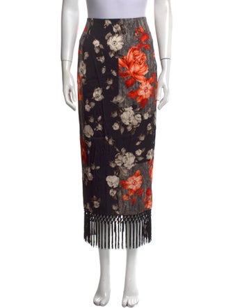 Lela Rose Floral Print Midi Length Skirt