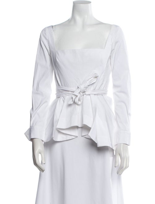 Lela Rose Square Neckline Three-Quarter Sleeve Blouse