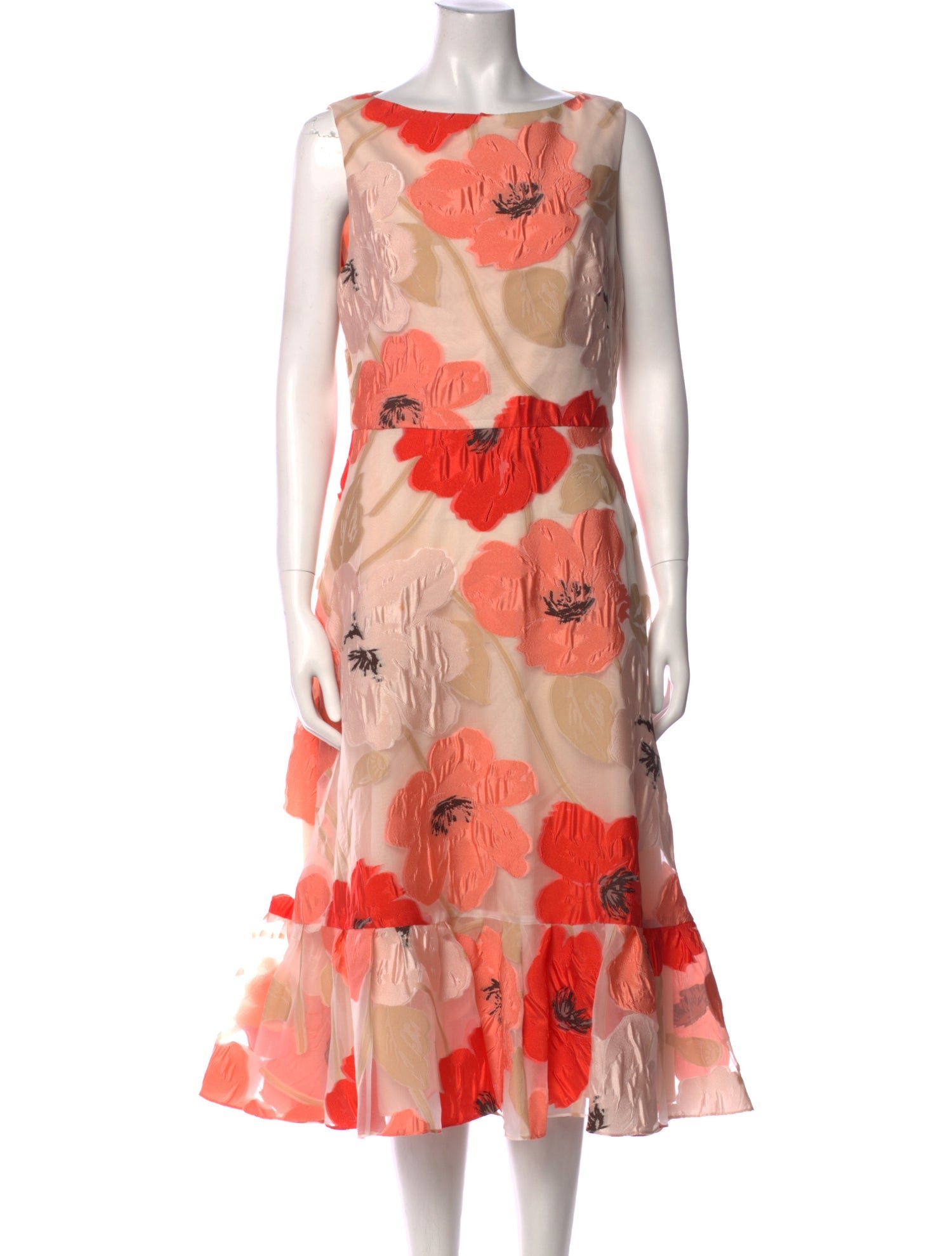 Lela Rose Floral Print Long Dress
