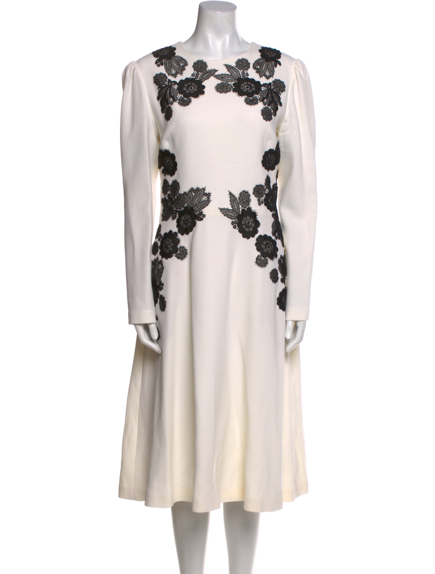 Lela Rose Floral Print Midi Length Dress