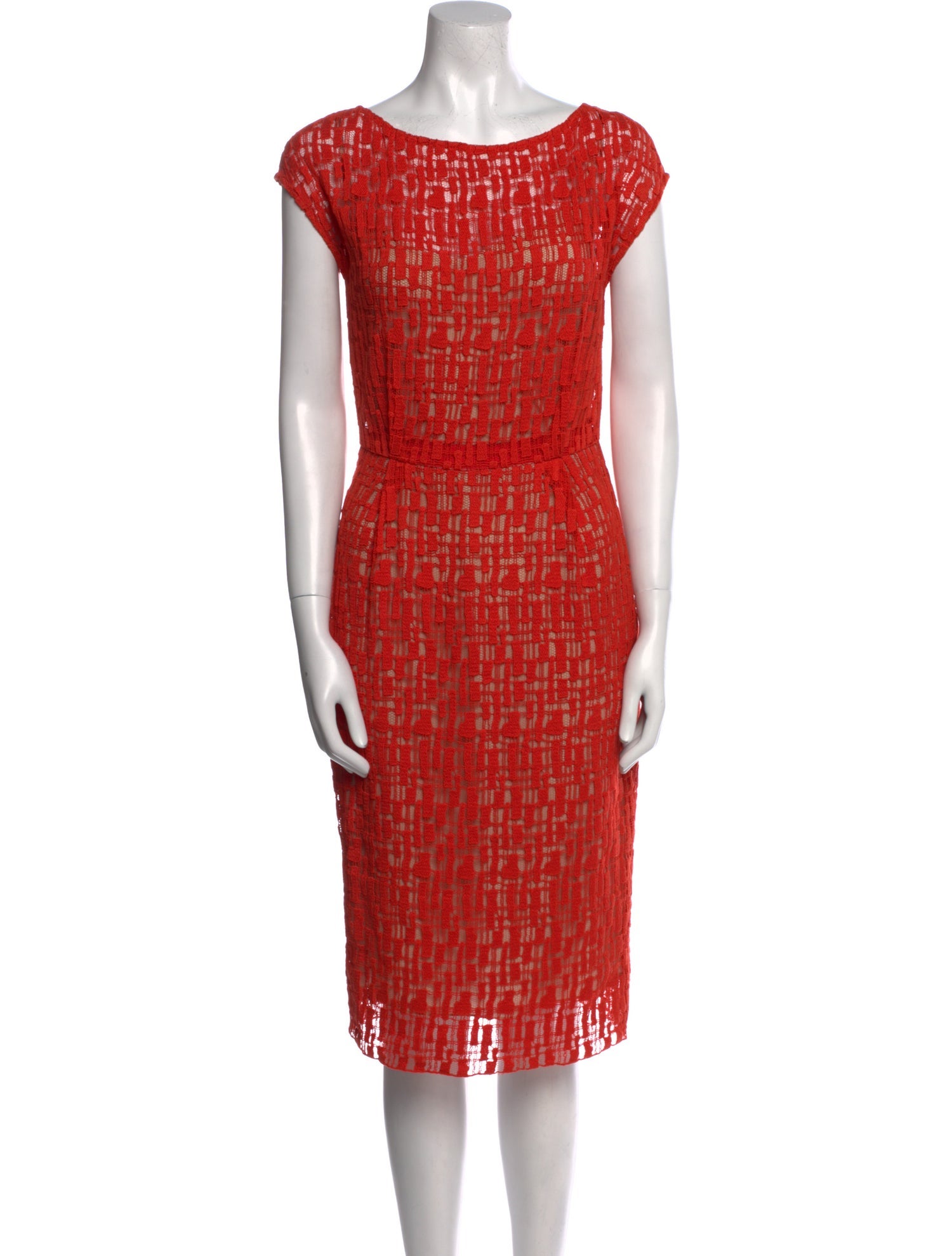 Lela Rose Bateau Neckline Midi Length Dress