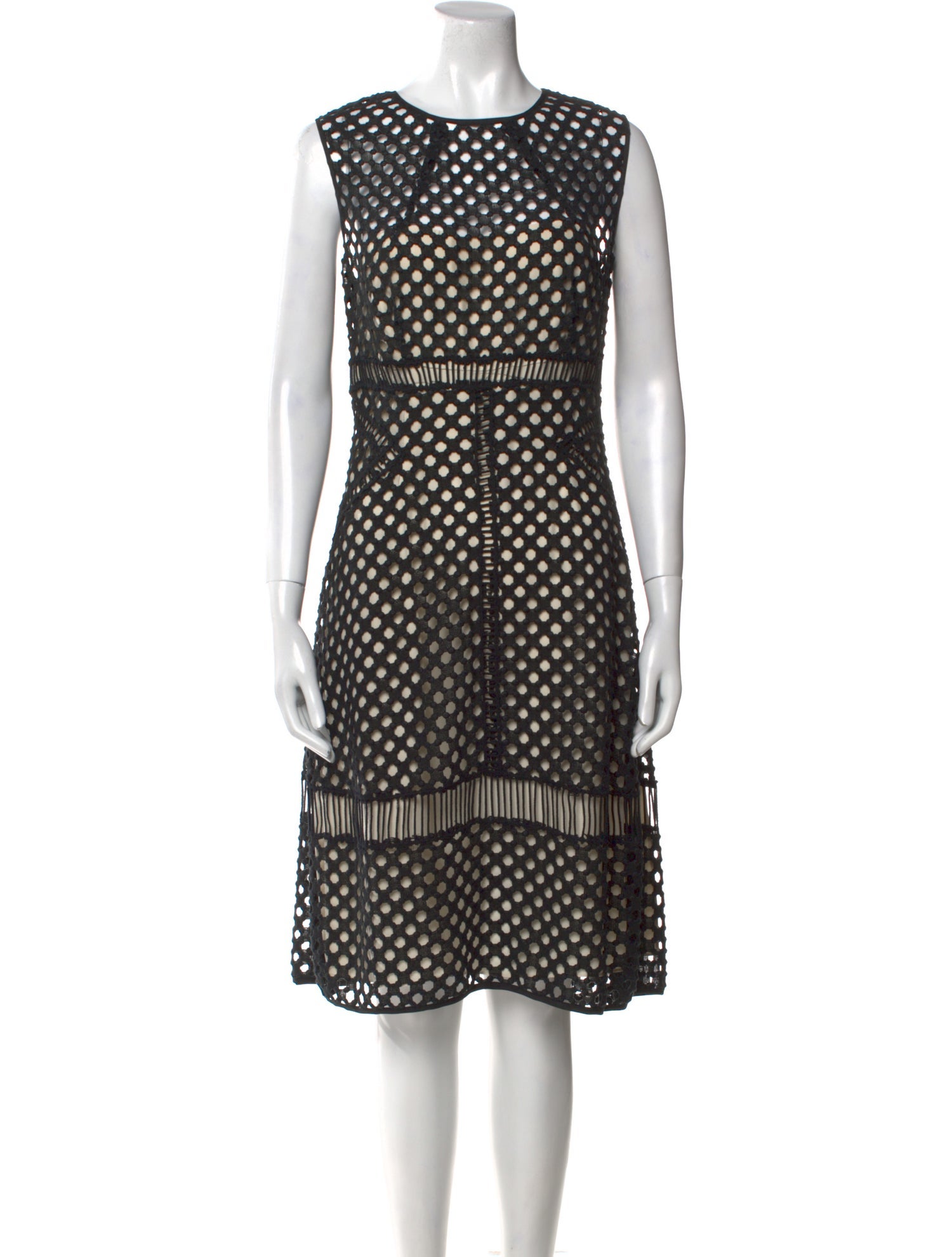 Lela Rose Polka Dot Print Midi Length Dress