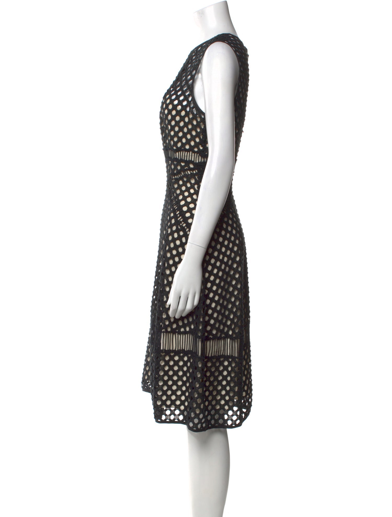 Lela Rose Polka Dot Print Midi Length Dress