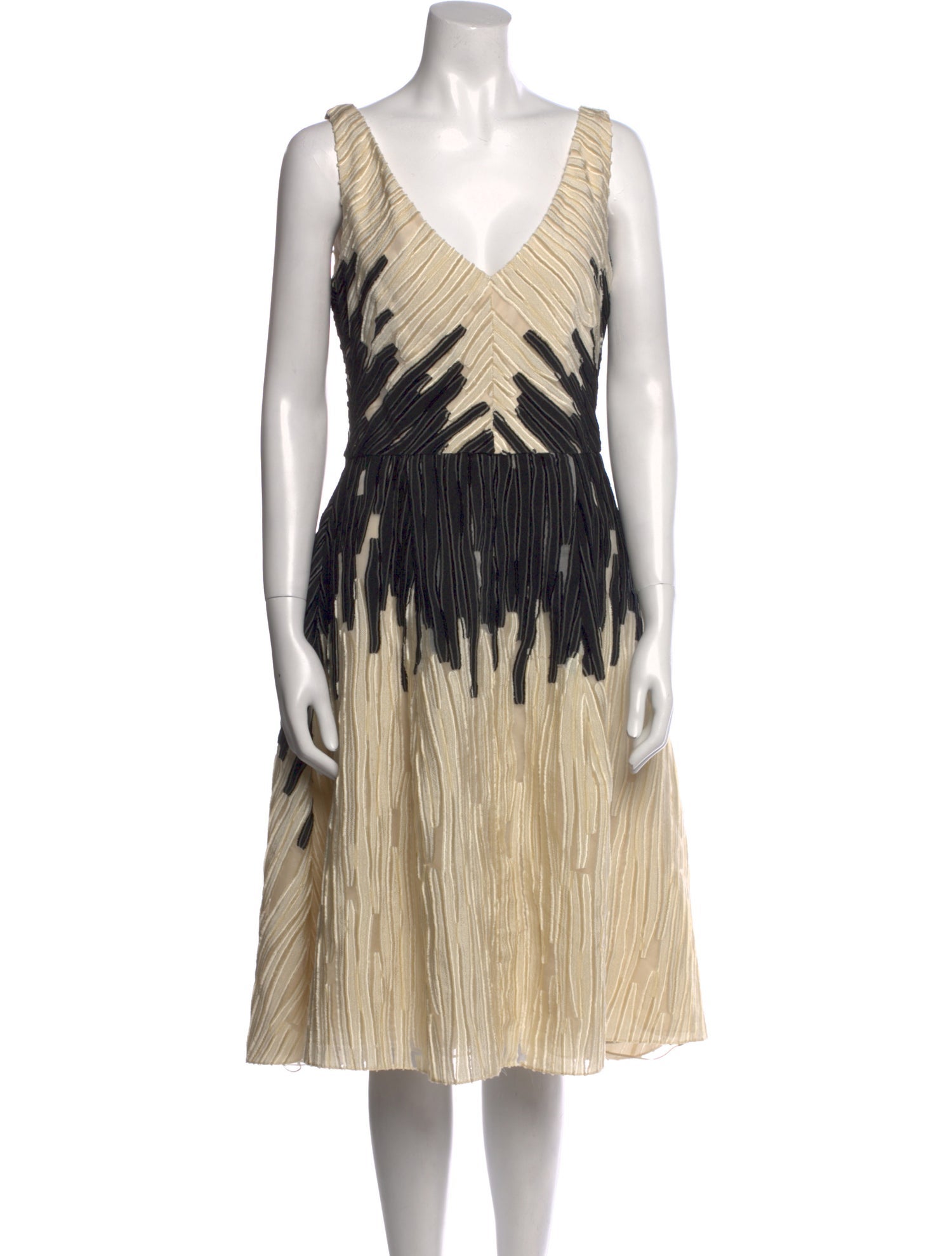 Lela Rose Striped Midi Length Dress