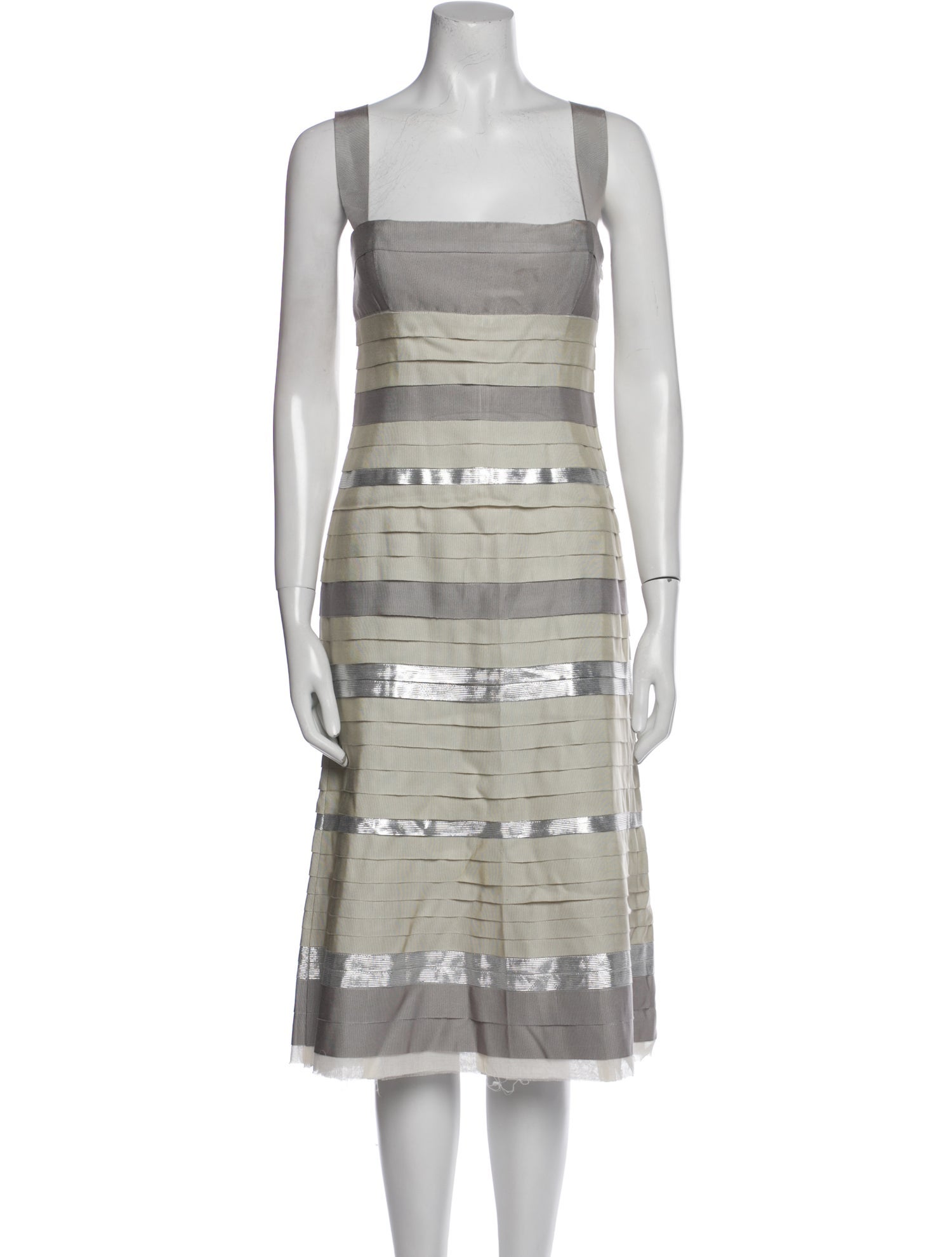 Lela Rose Striped Midi Length Dress