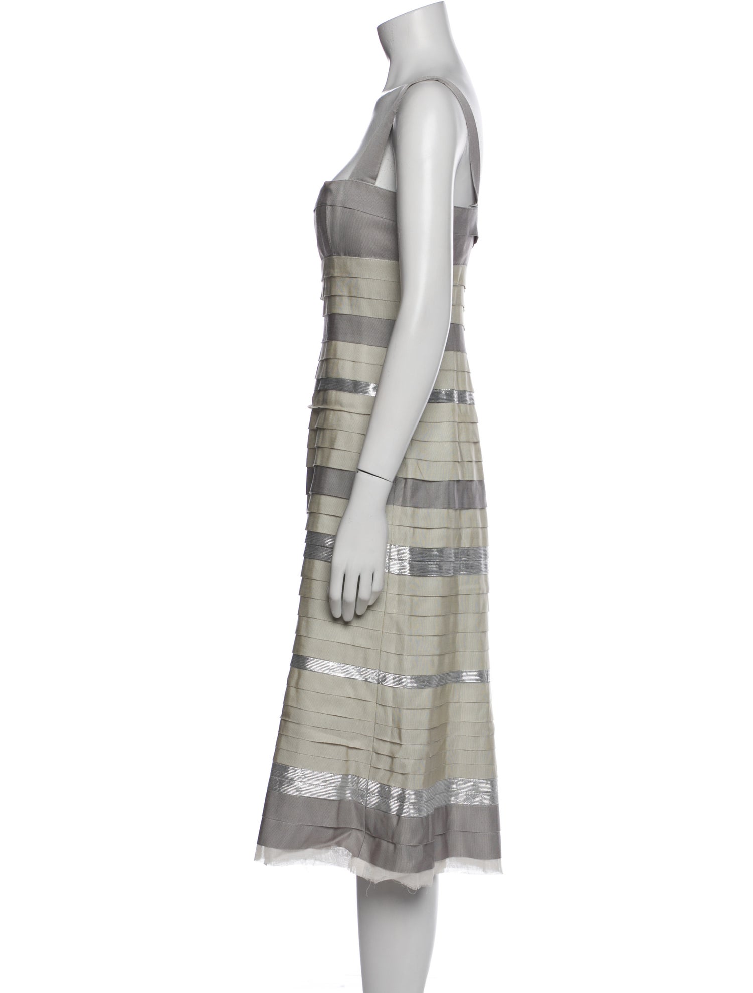 Lela Rose Striped Midi Length Dress