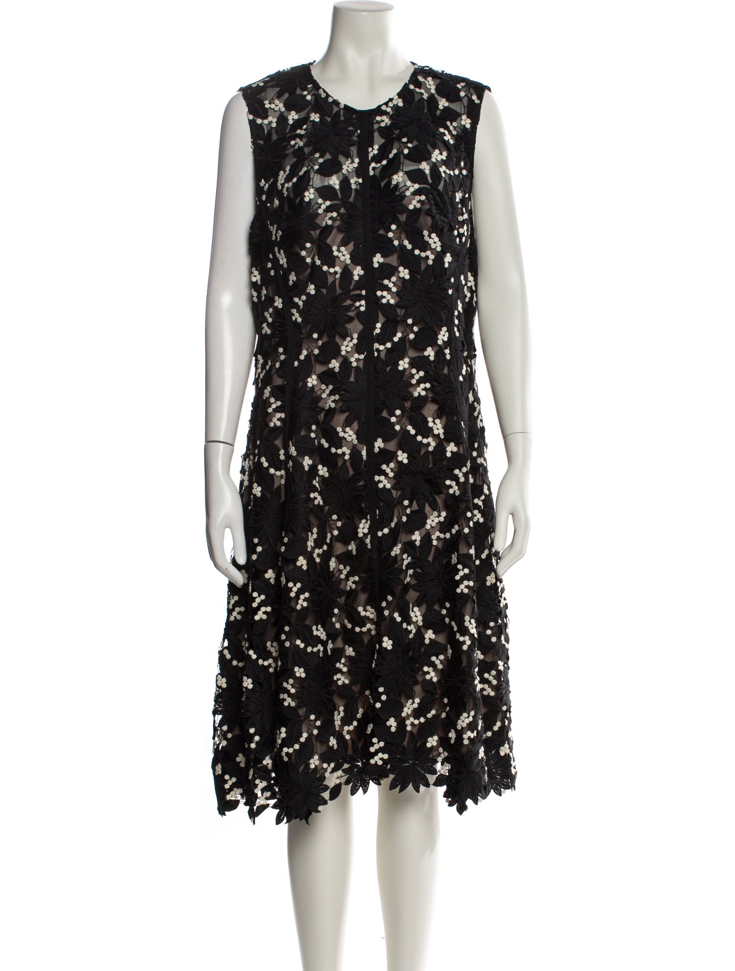 Lela Rose Crew Neck Knee-Length Dress