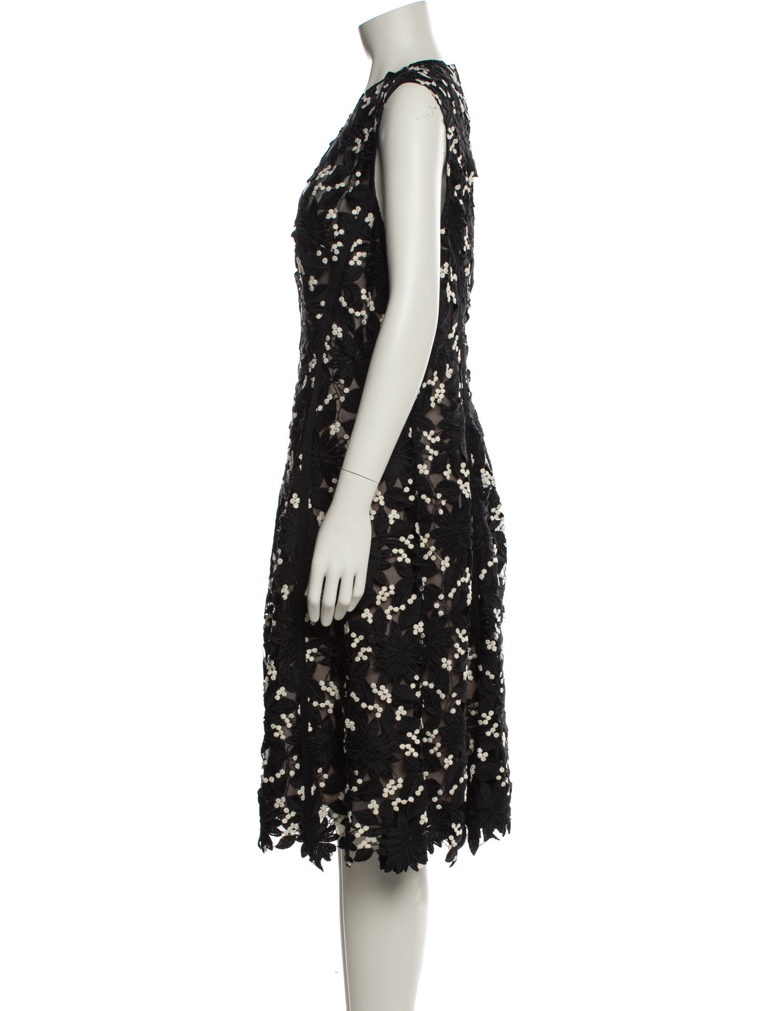 Lela Rose Crew Neck Knee-Length Dress