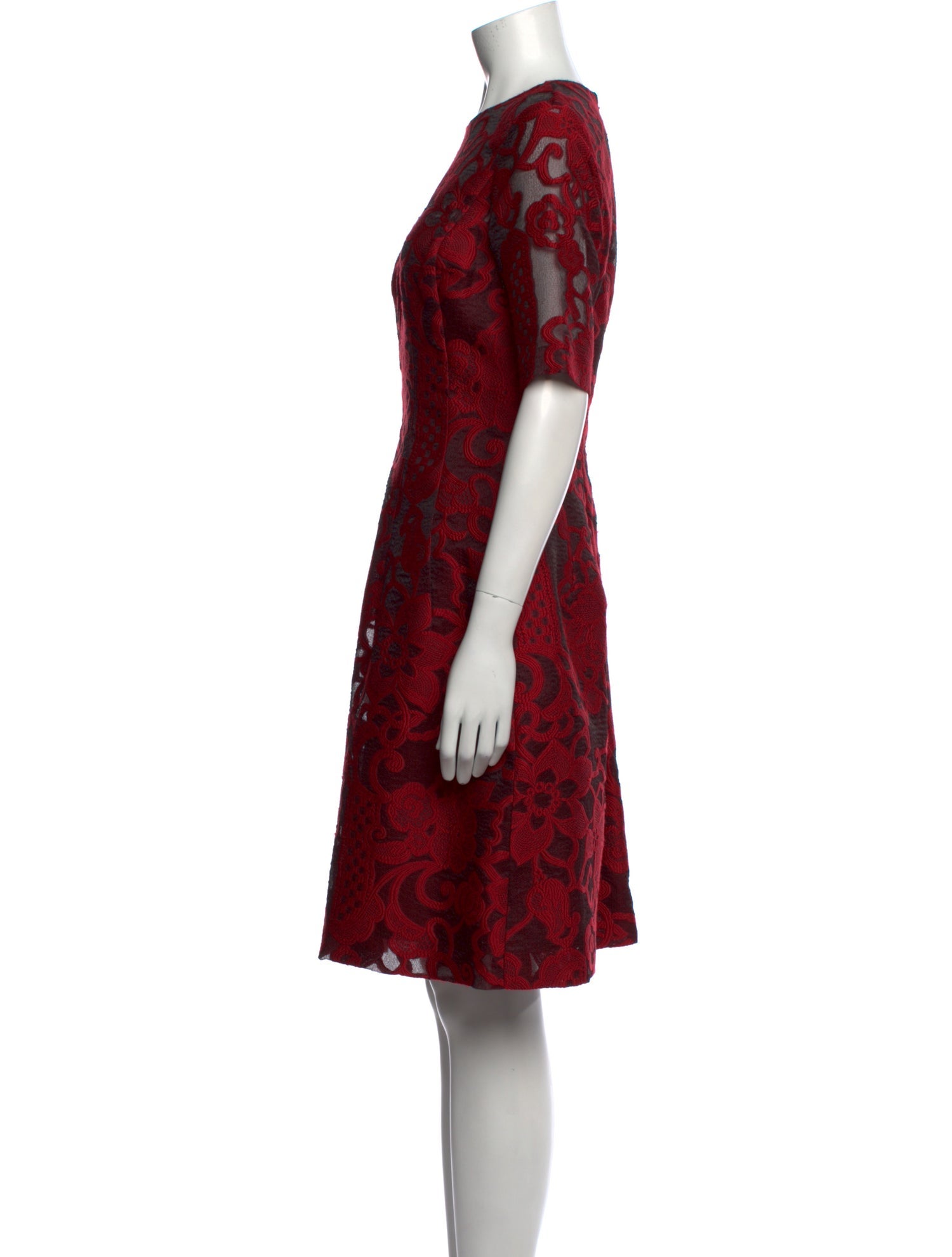 Lela Rose Lace Pattern Knee-Length Dress