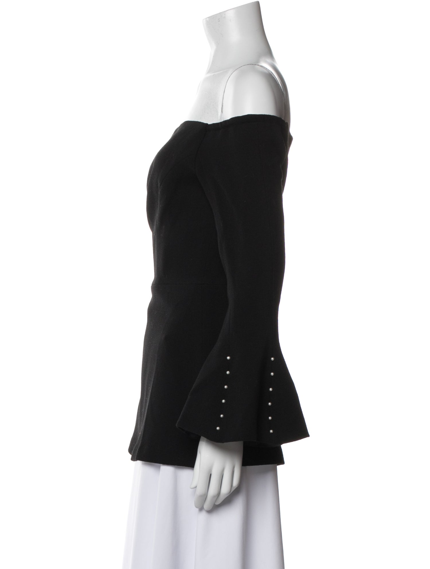 Lela Rose Wool Off-The-Shoulder Top