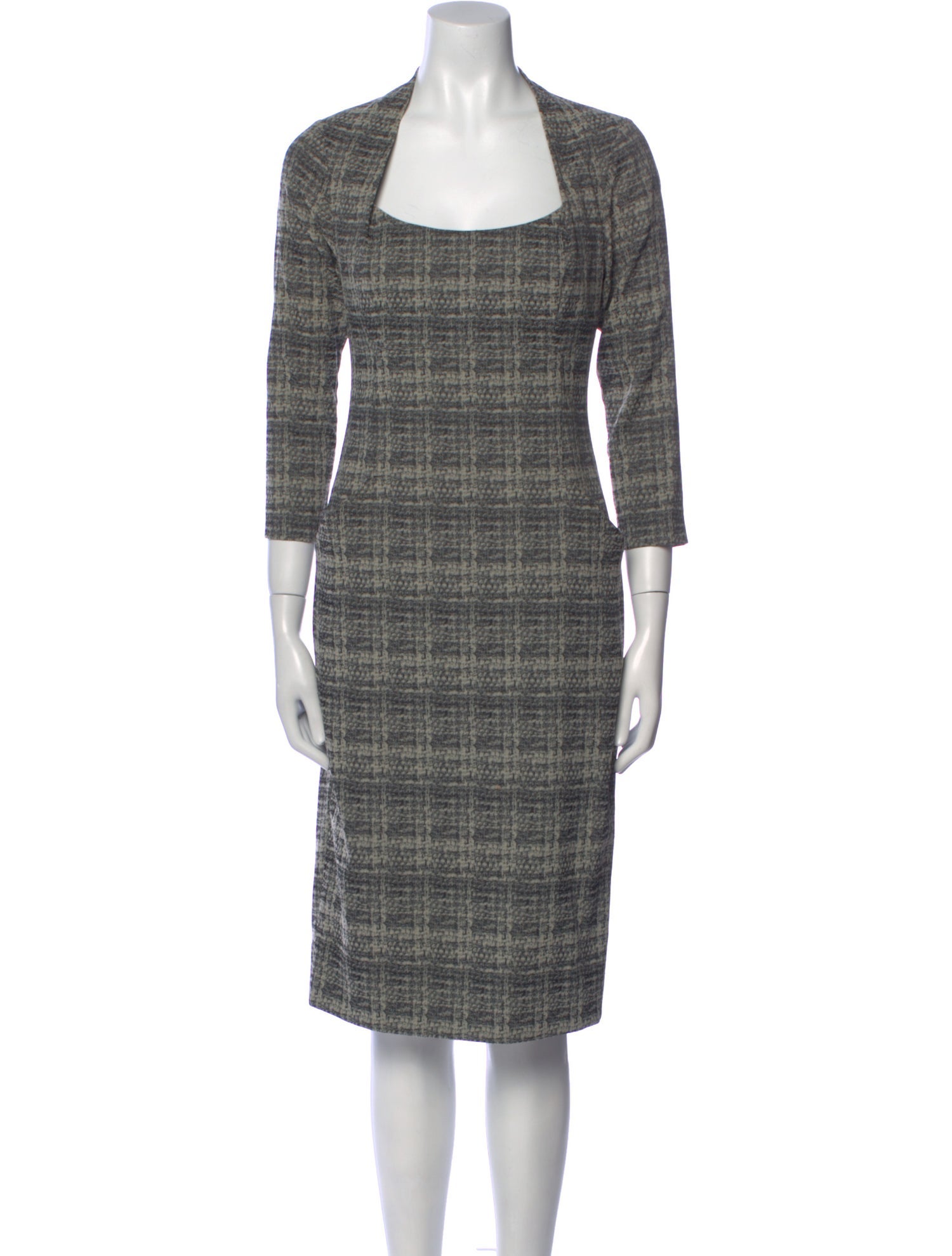 Lela Rose Plaid Print Midi Length Dress