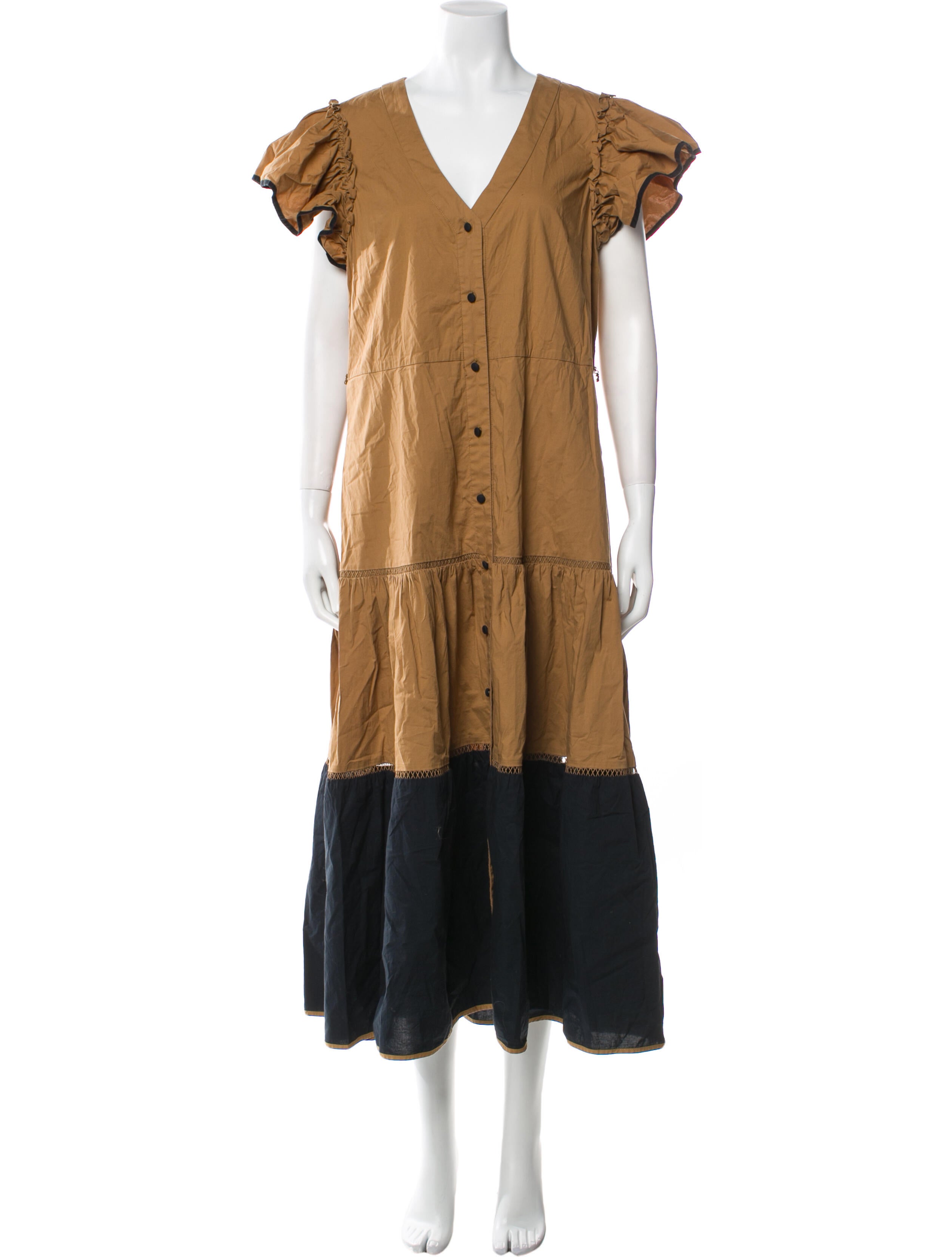 Lela Rose V-Neck Midi Length Dress