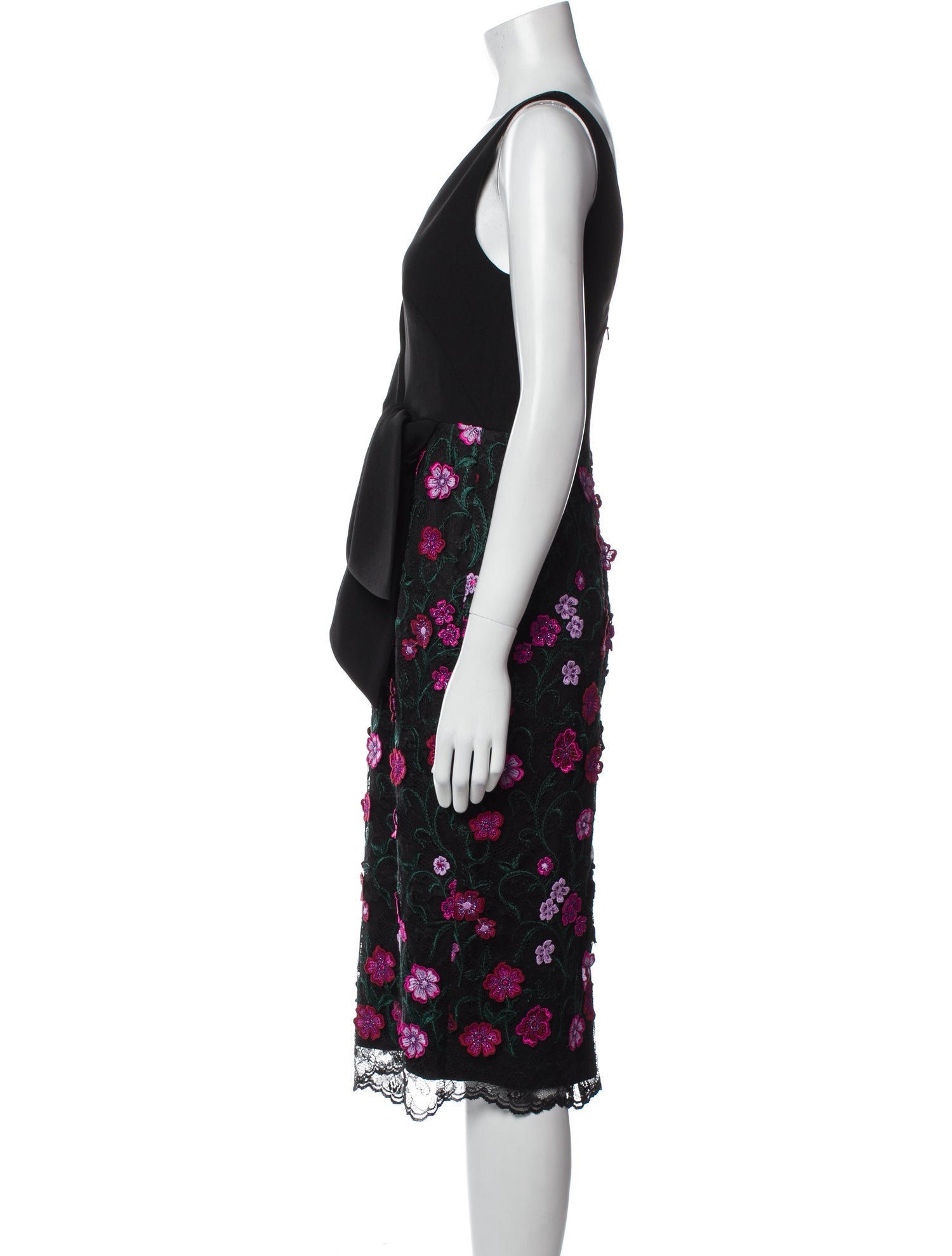 Lela Rose Floral Print Midi Length Dress