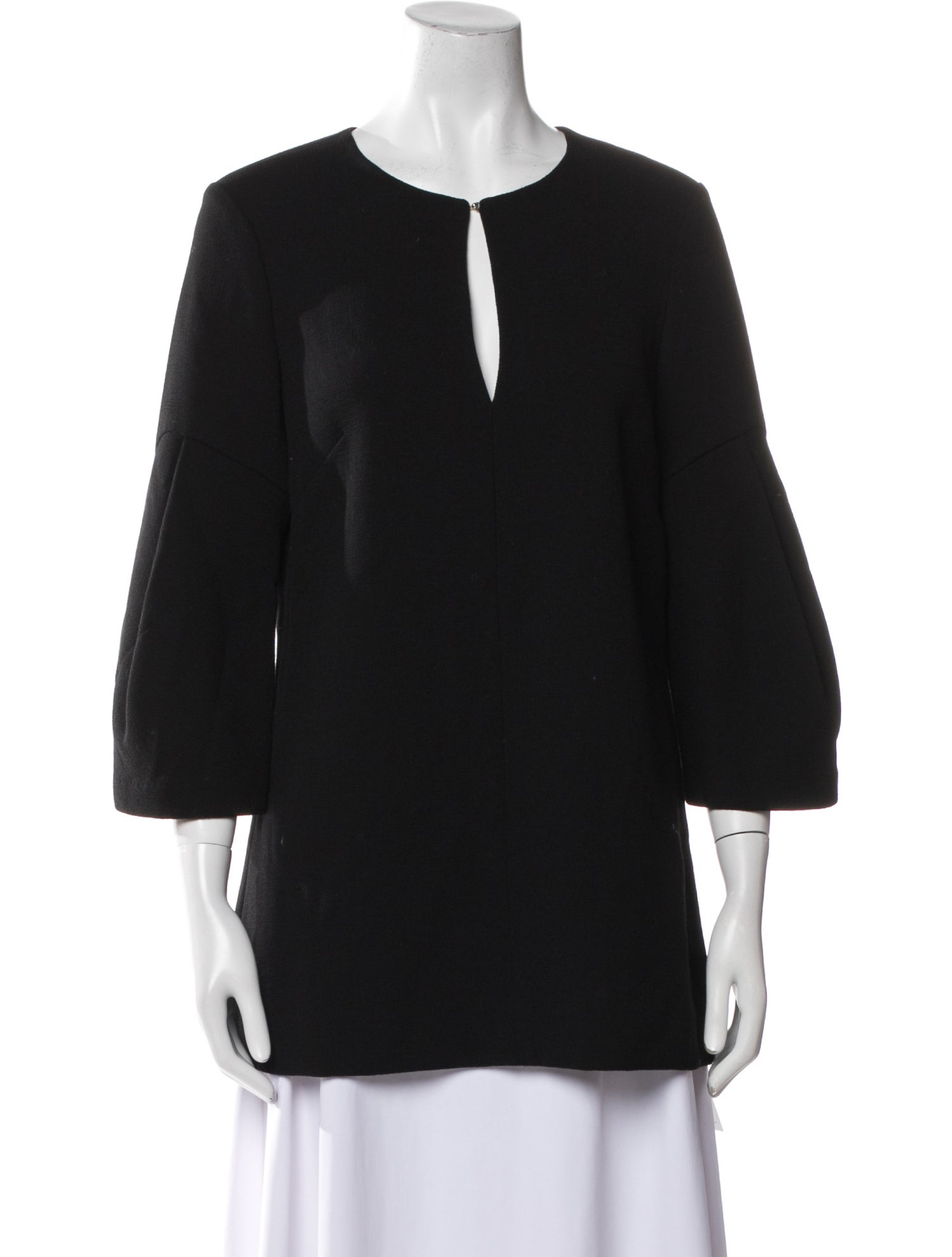 Lela Rose Virgin Wool V-Neck Tunic