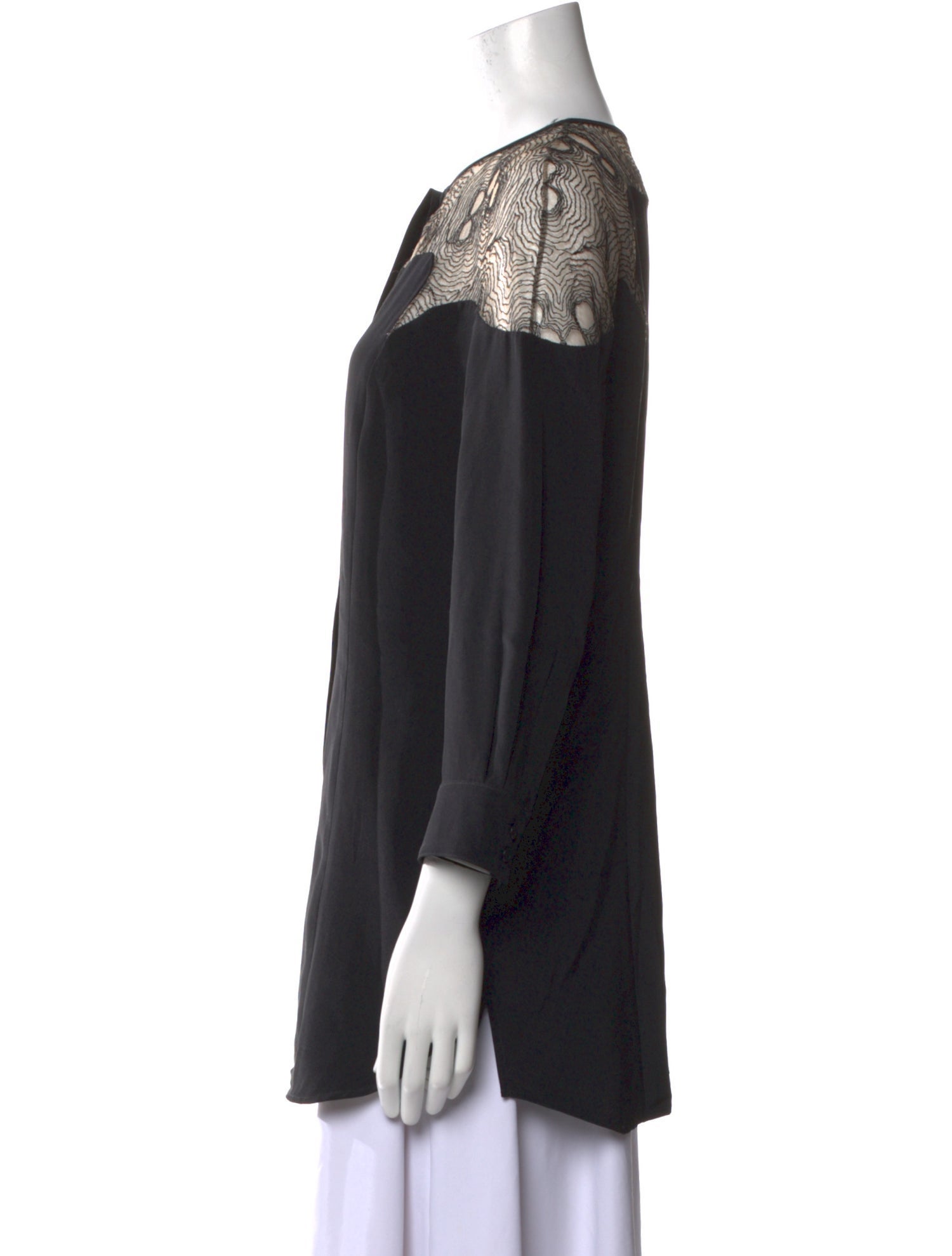 Lela Rose Crew Neck Three-Quarter Sleeve Tunic