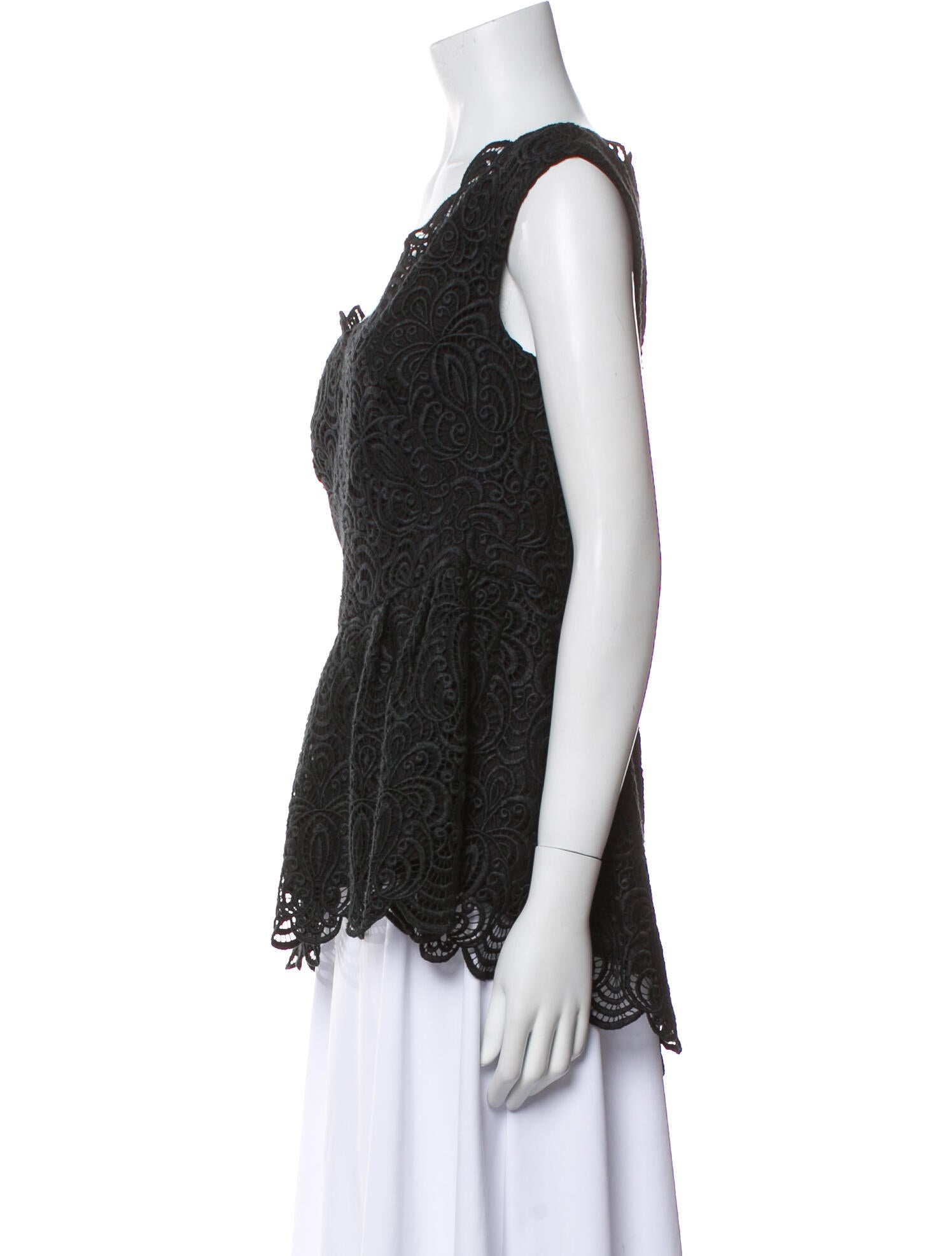 Lela Rose Silk Lace Pattern Blouse