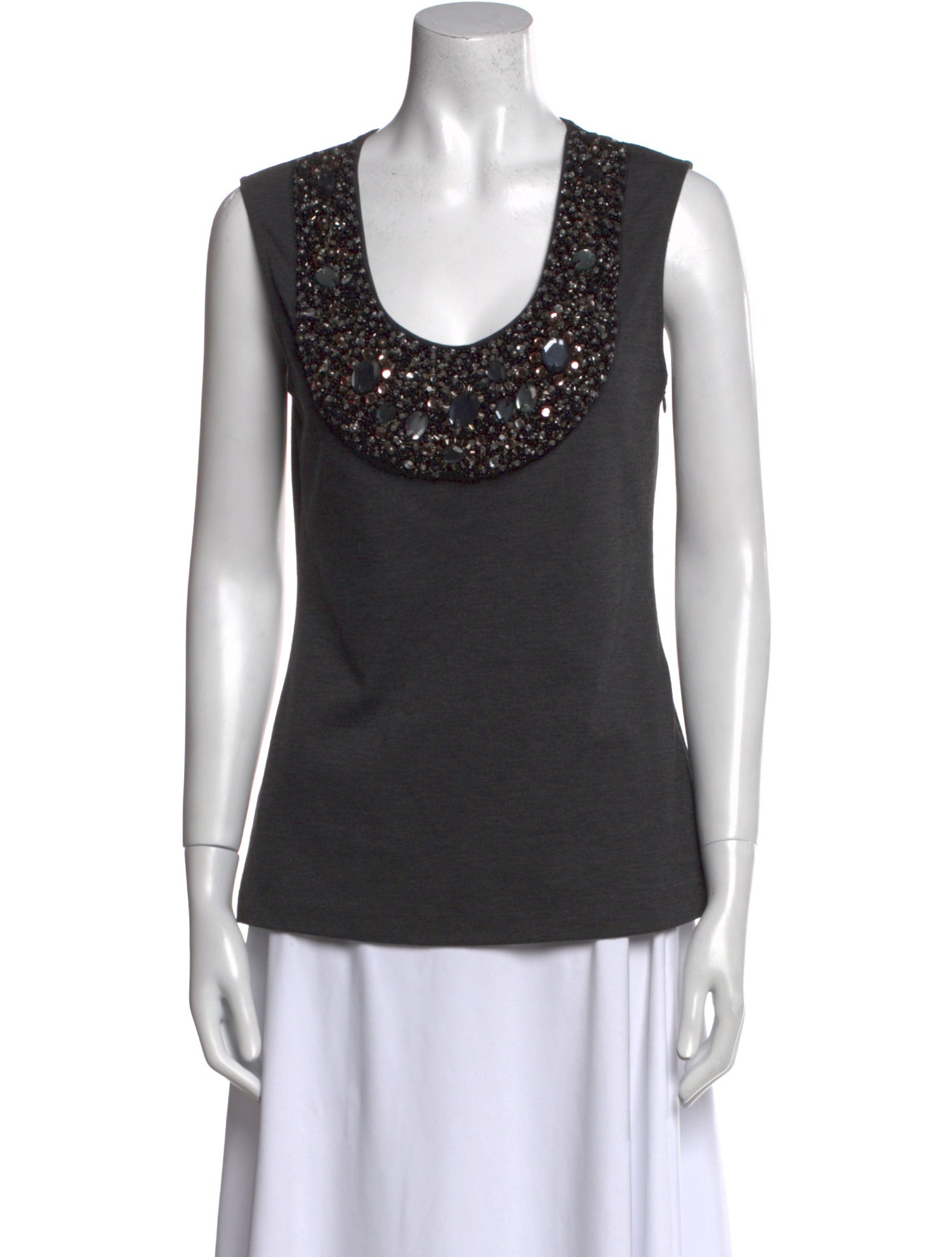 Lela Rose Scoop Neck Sleeveless Top