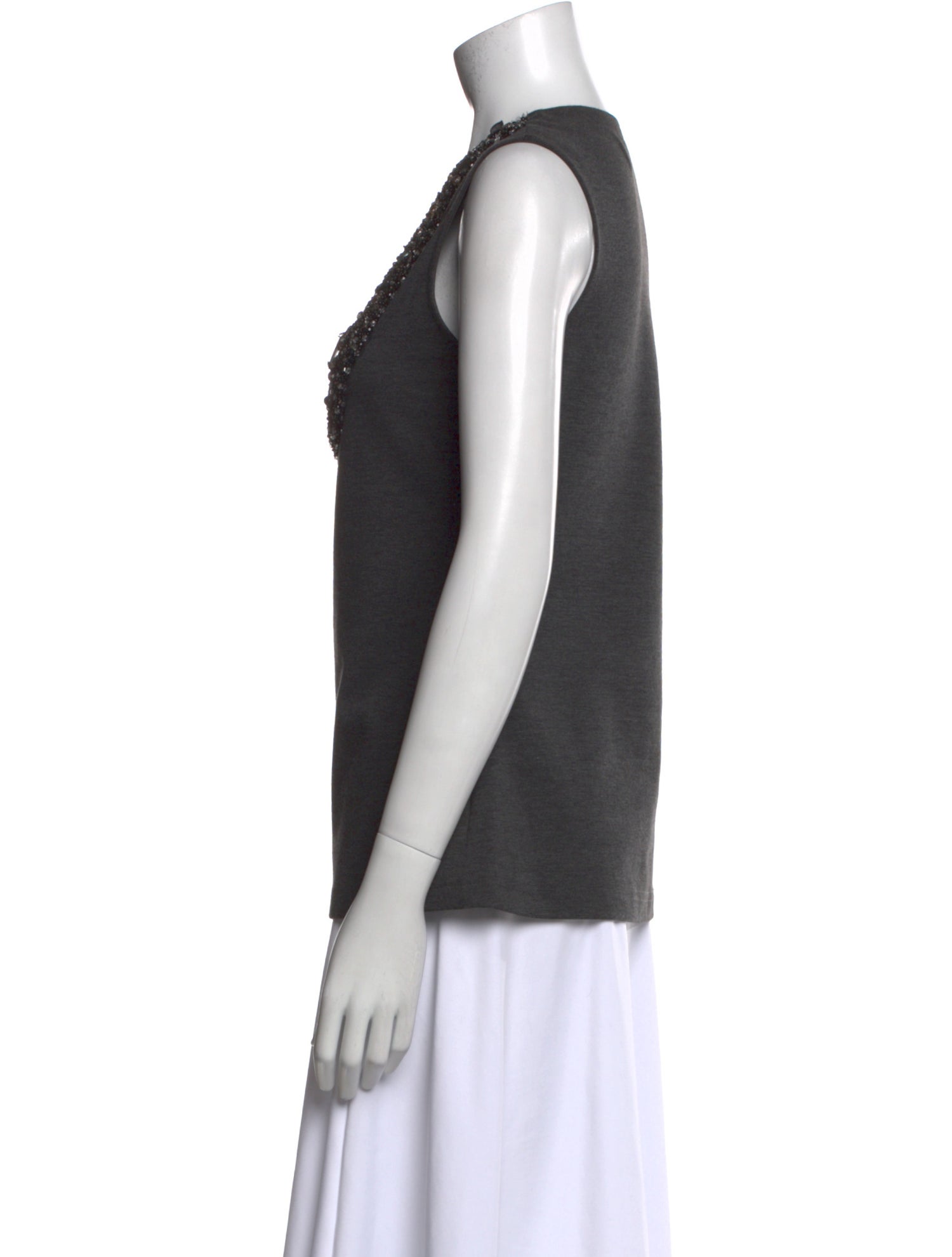 Lela Rose Scoop Neck Sleeveless Top