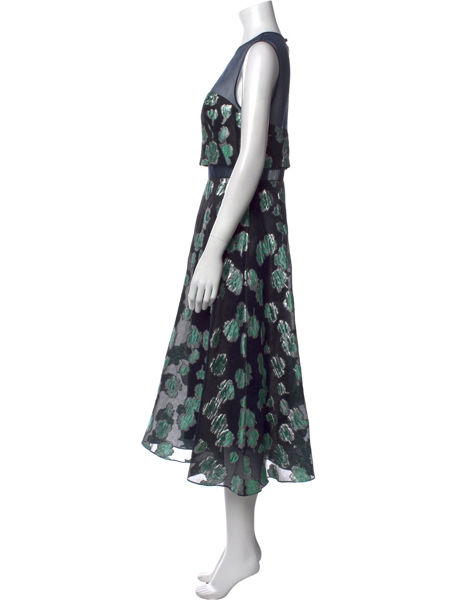 Lela Rose Floral Print Midi Length Dress